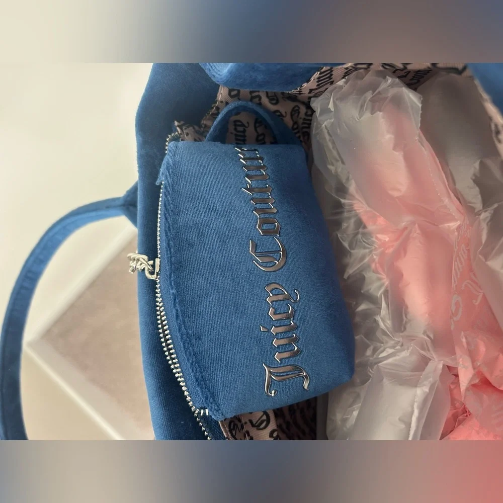 Blue and pink Just Juicy velour tote Bag